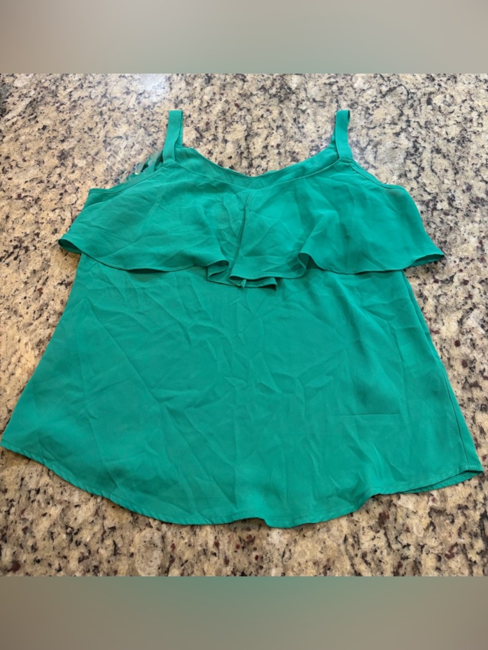 New York & Company Green Ruffle Cami